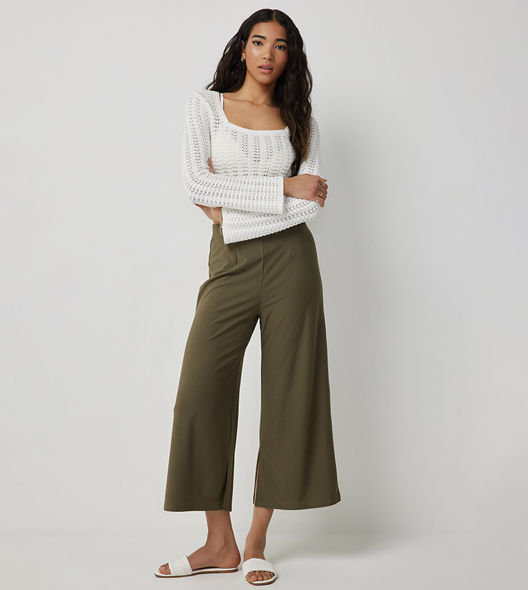 Solid Wide Leg Pants