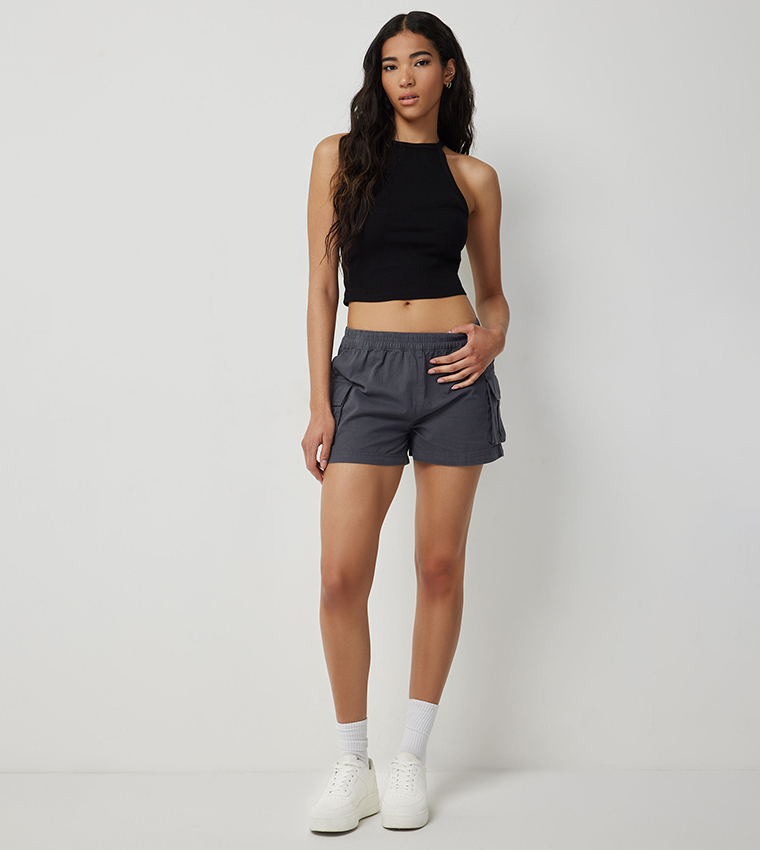 Ribbed Halterneck Tank Top