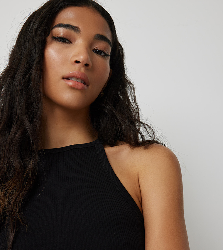 Ribbed Halterneck Tank Top