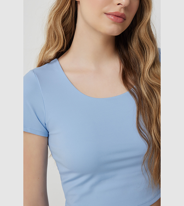 Solid Short Sleeves Crop Top