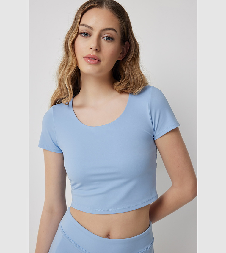 Solid Short Sleeves Crop Top