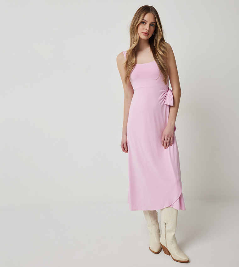ardene pink dress Ardene Maxi Bodycon Button Front Dress in Light Pink | Size