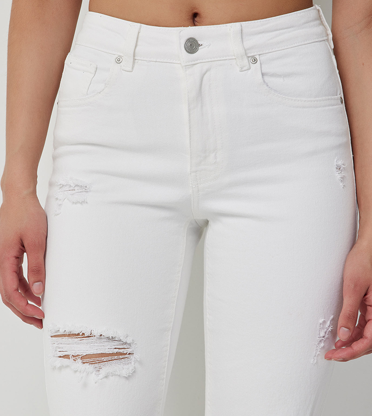 Solid High Rise Mom Fit Jeans