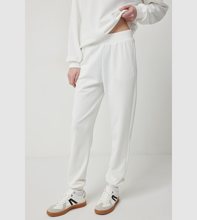 Solid Elastic Waist Slouchy Joggers