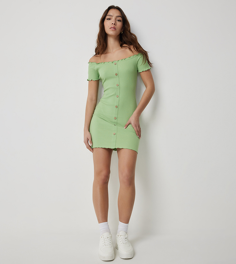 ardene green dress Buy Ardene Ribbed Off Shoulder Bodycon Dress In Green
