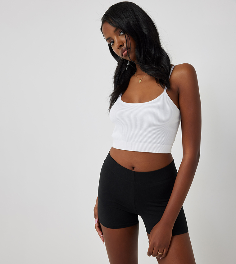 Buy Ardene Solid Elastic Waist Biker Shorts In Black 6thStreet