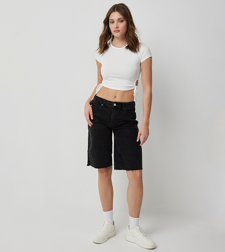 Side Ruched Crop T-Shirt