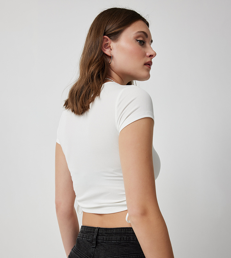 Side Ruched Crop T-Shirt