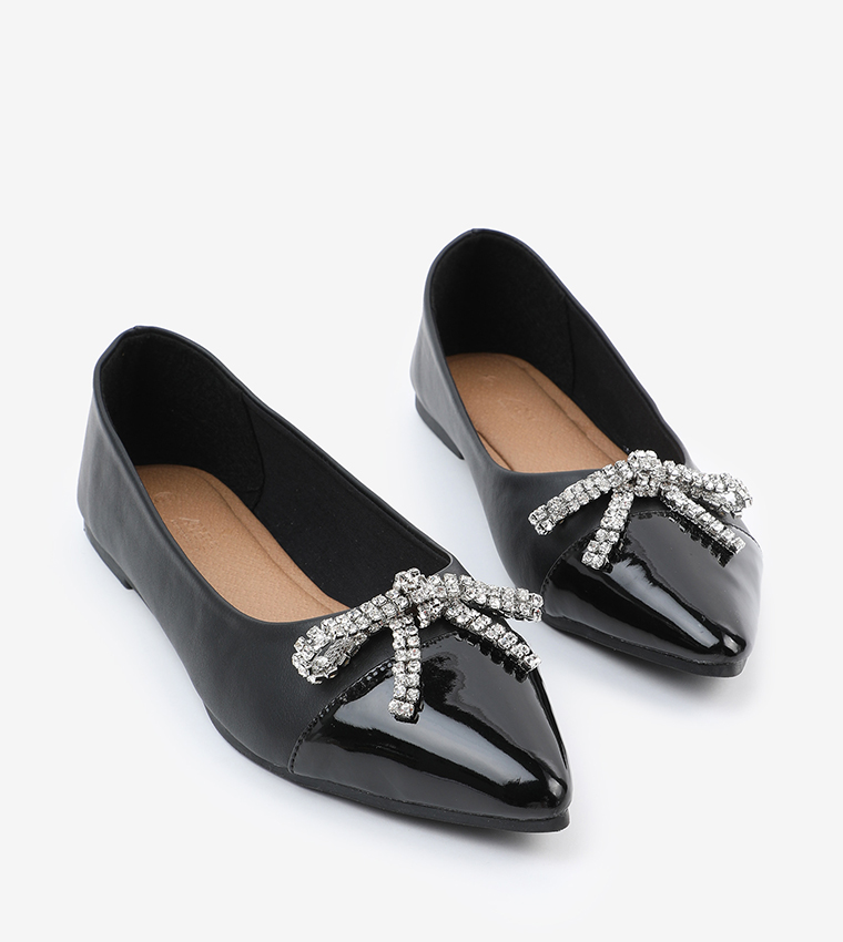 Reno Rhinestone Open Toe Ballerinas