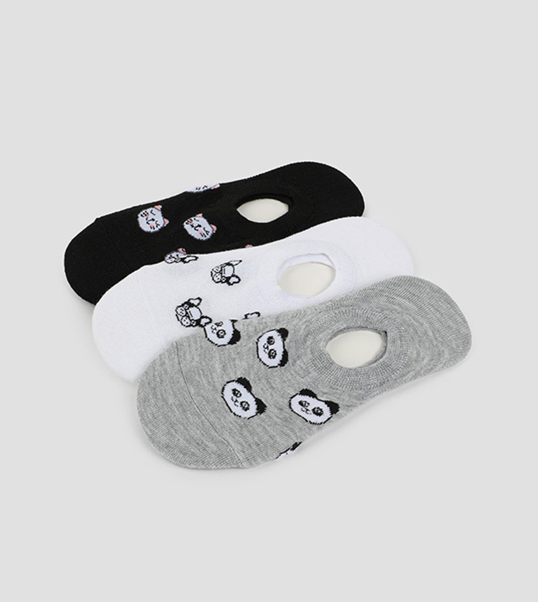3-Pack Printed No Show Socks