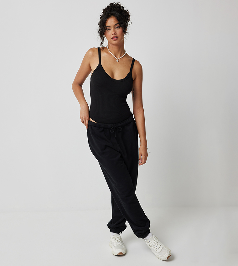 Ribbed Strappy Bodysuit Top