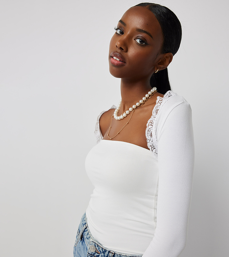 Ribbed Lace Trim Bolero