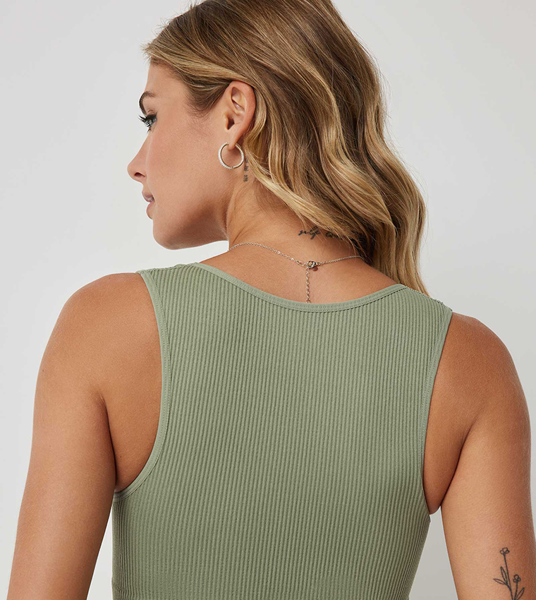 Ribbed V-Neck Crop Top