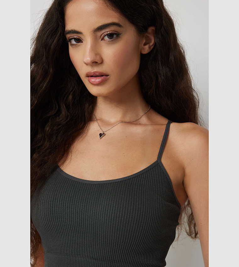 Ribbed Strappy Crop Top