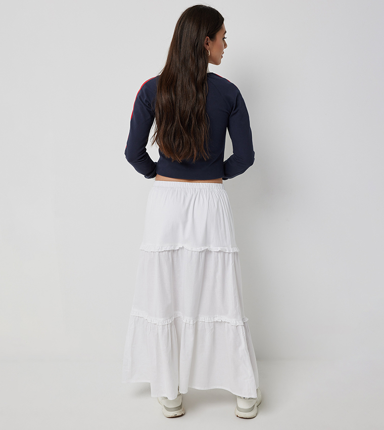 تنورة ماكسي سادة بطبقات 