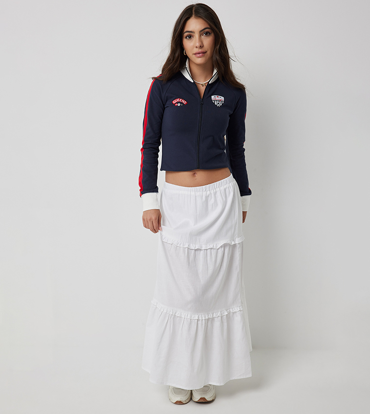 تنورة ماكسي سادة بطبقات 