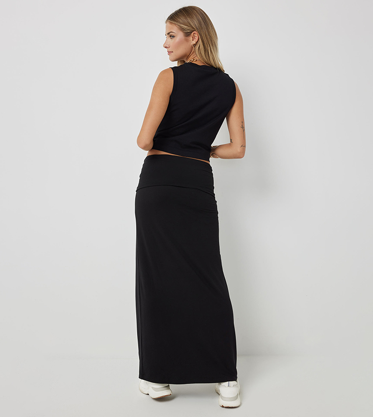 Two-Way Solid Maxi Skirt