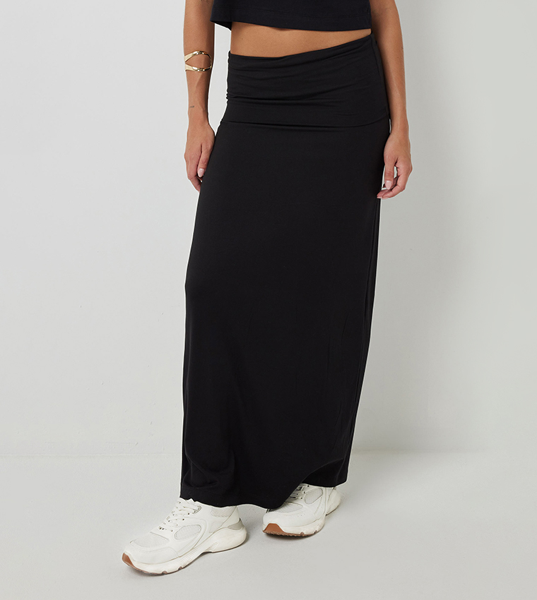 Two-Way Solid Maxi Skirt