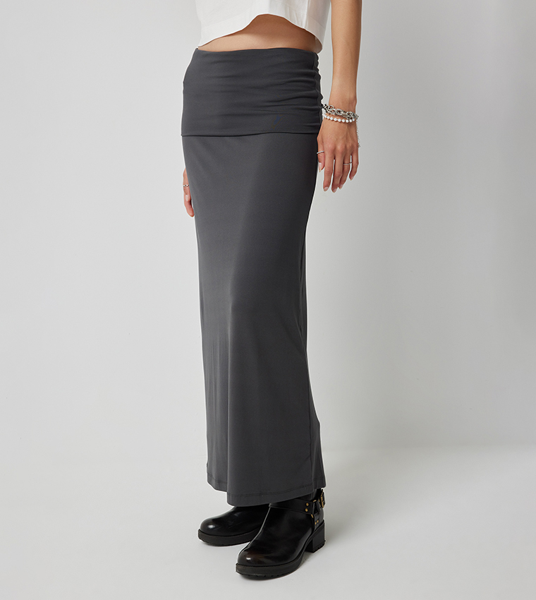 Two-Way Solid Maxi Skirt