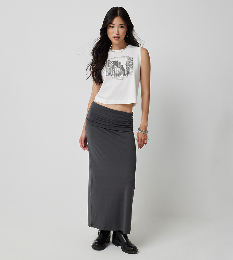 Two-Way Solid Maxi Skirt