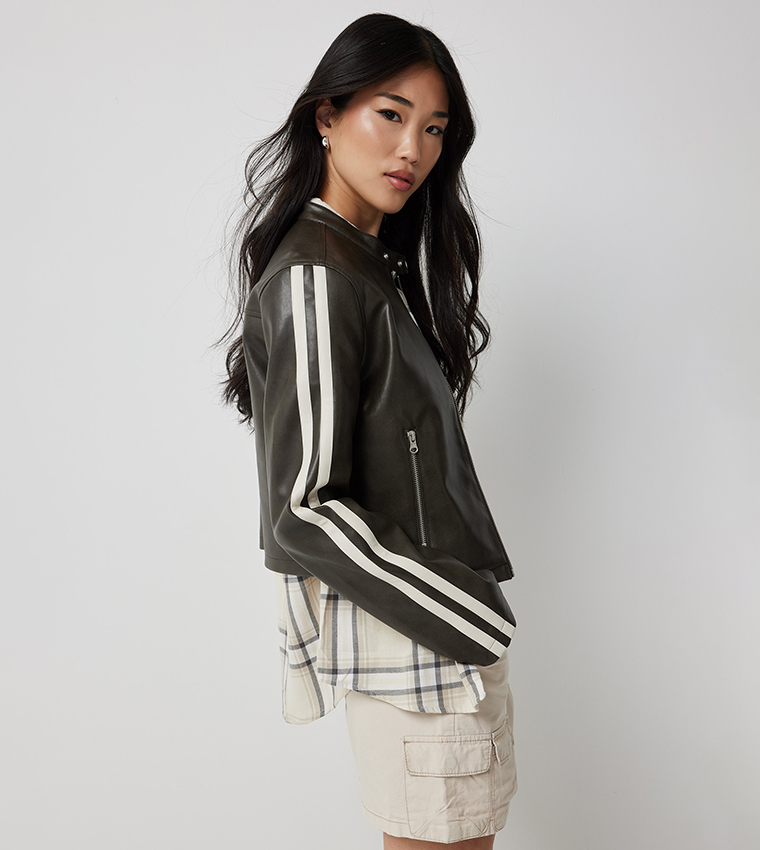 Faux Leather Zip-Through Jacket