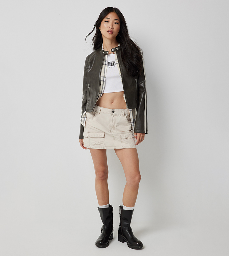 Faux Leather Zip-Through Jacket