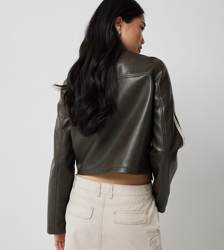 Faux Leather Zip-Through Jacket