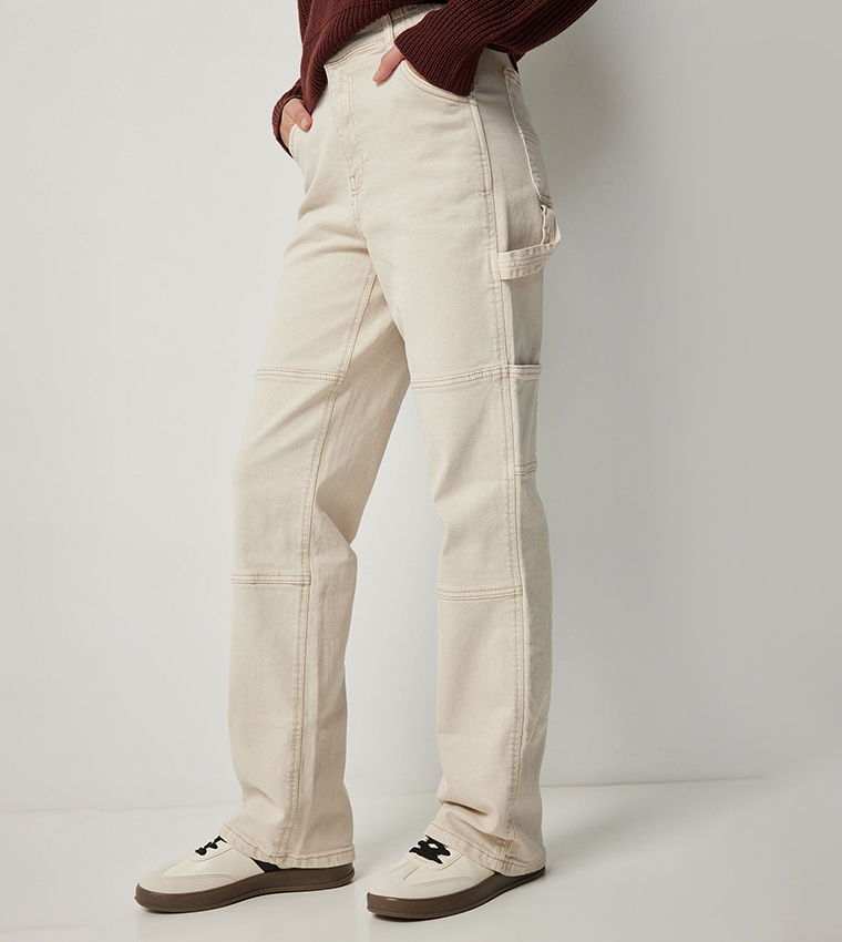 High Rise Straight Fit Carpenter Jeans