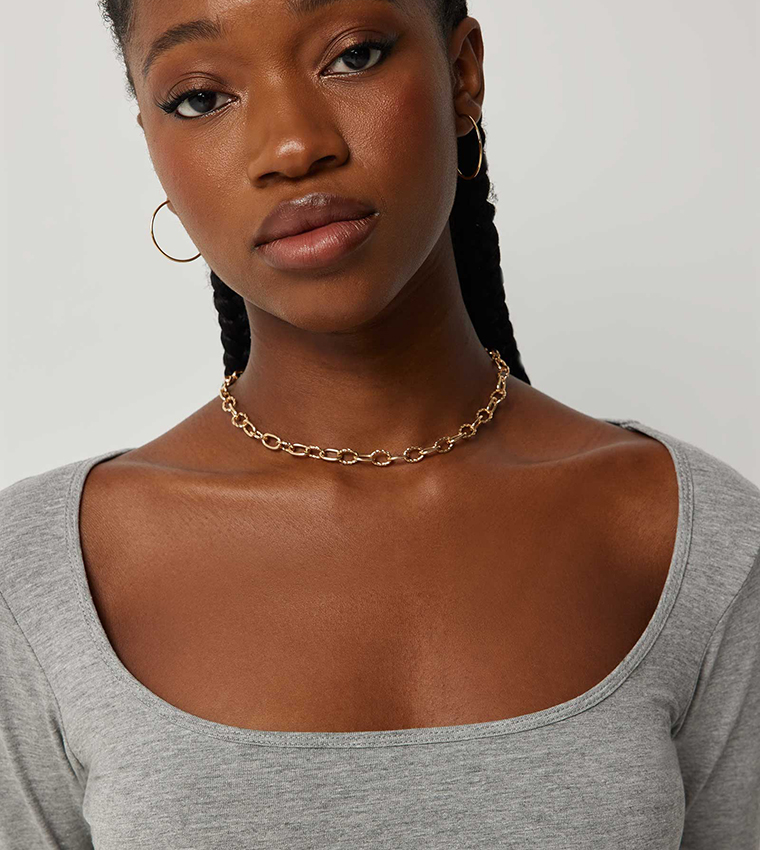 Solid Square Neck Cropped T-Shirt