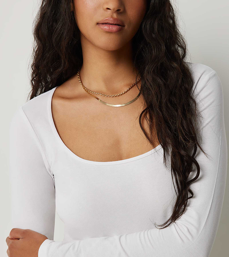 Solid Square Neck Cropped T-Shirt