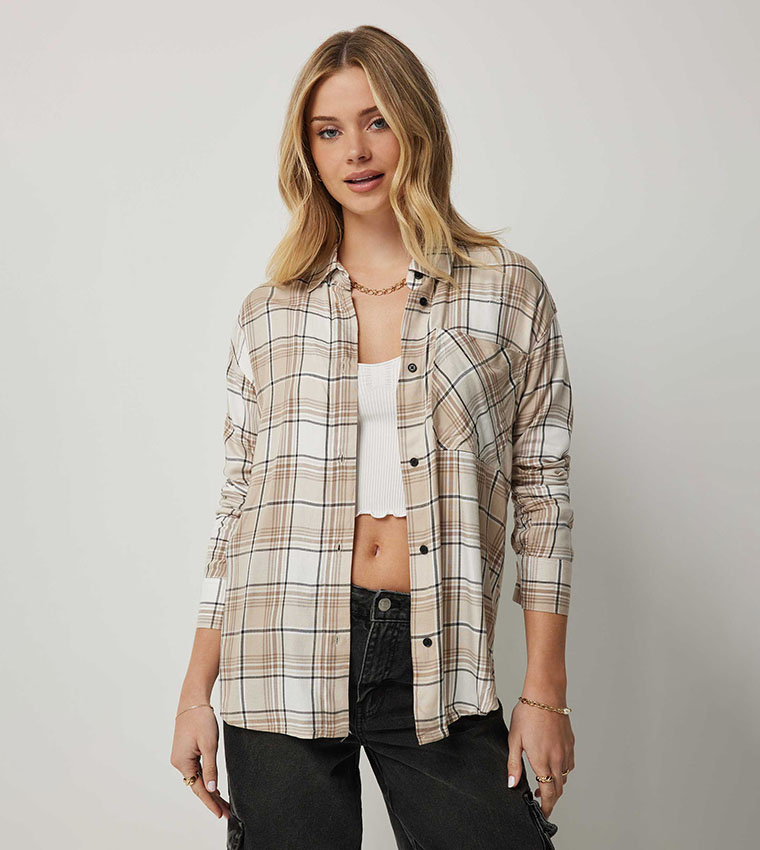 Brushed Plaid Long Sleeves Shirt