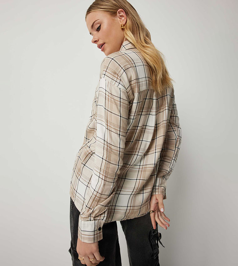 Brushed Plaid Long Sleeves Shirt