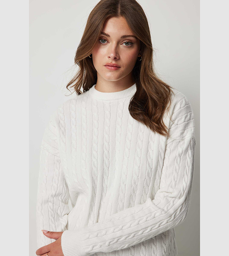 Cable Knit Crew Neck Sweater