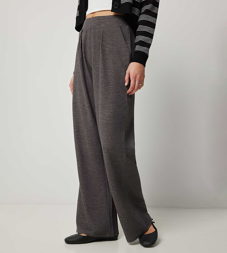 High Rise Tailored Wide Leg Trousers