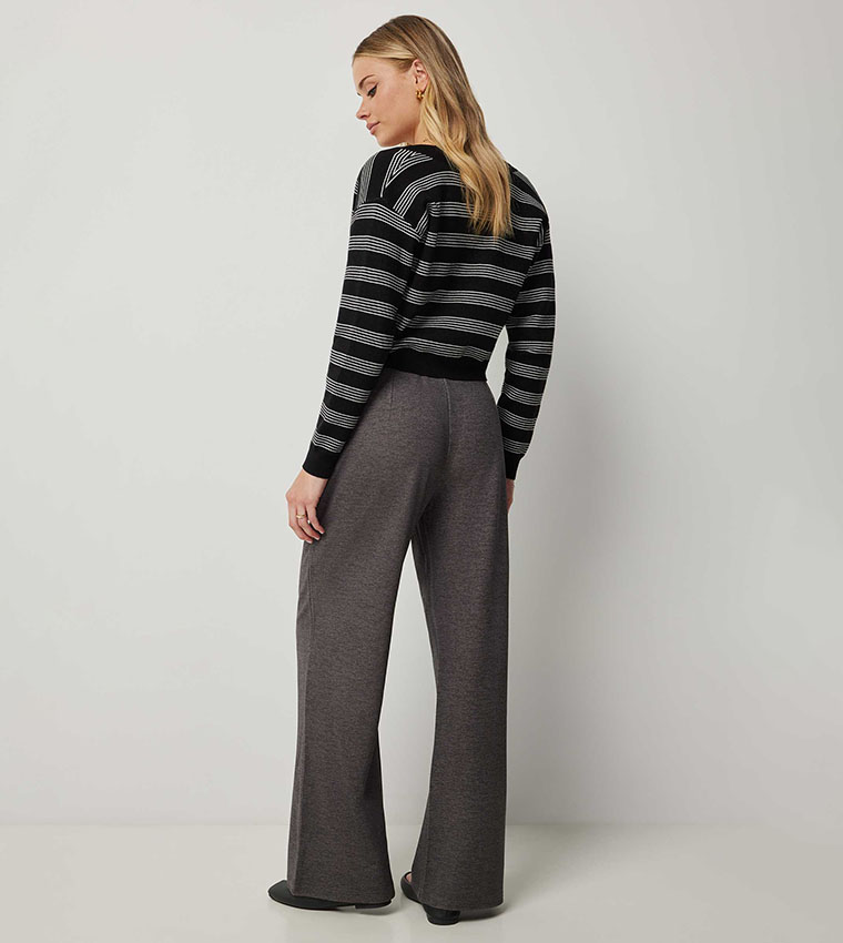 High Rise Tailored Wide Leg Trousers