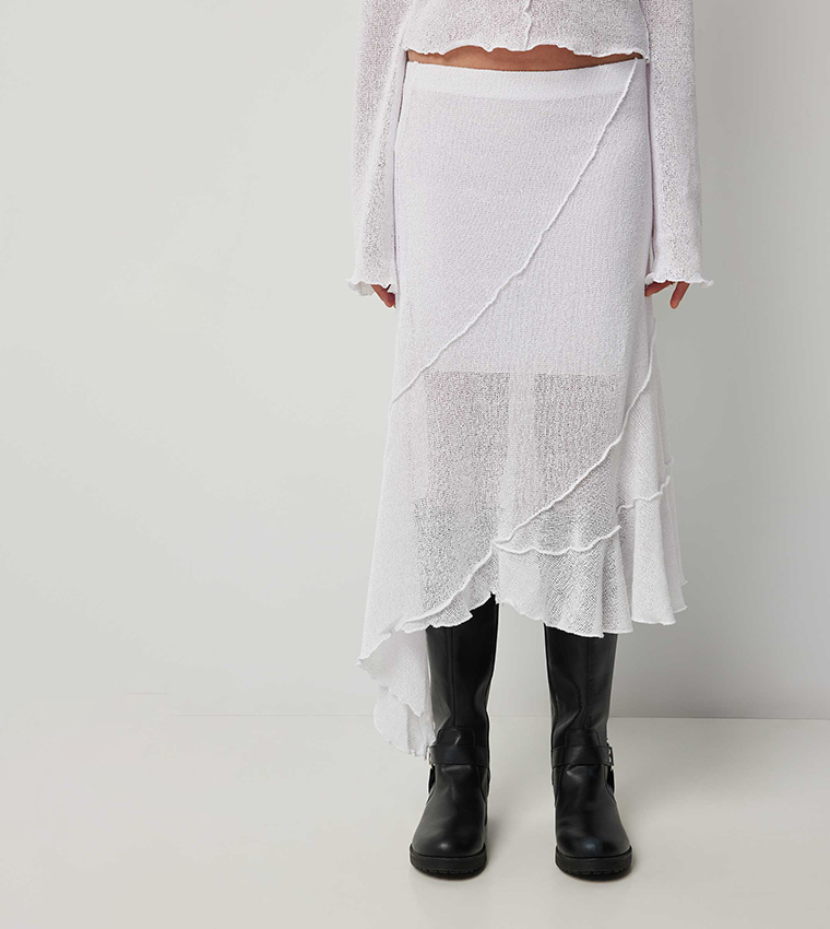 Knitted Asymmetrical Midi Skirt