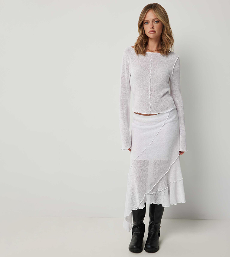 Knitted Asymmetrical Midi Skirt