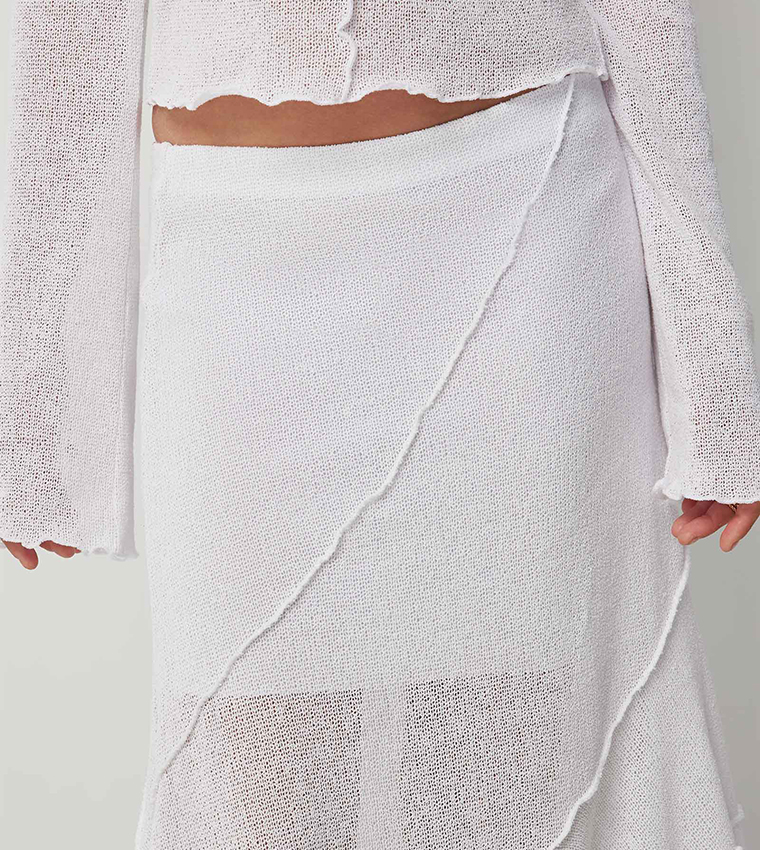 Knitted Asymmetrical Midi Skirt