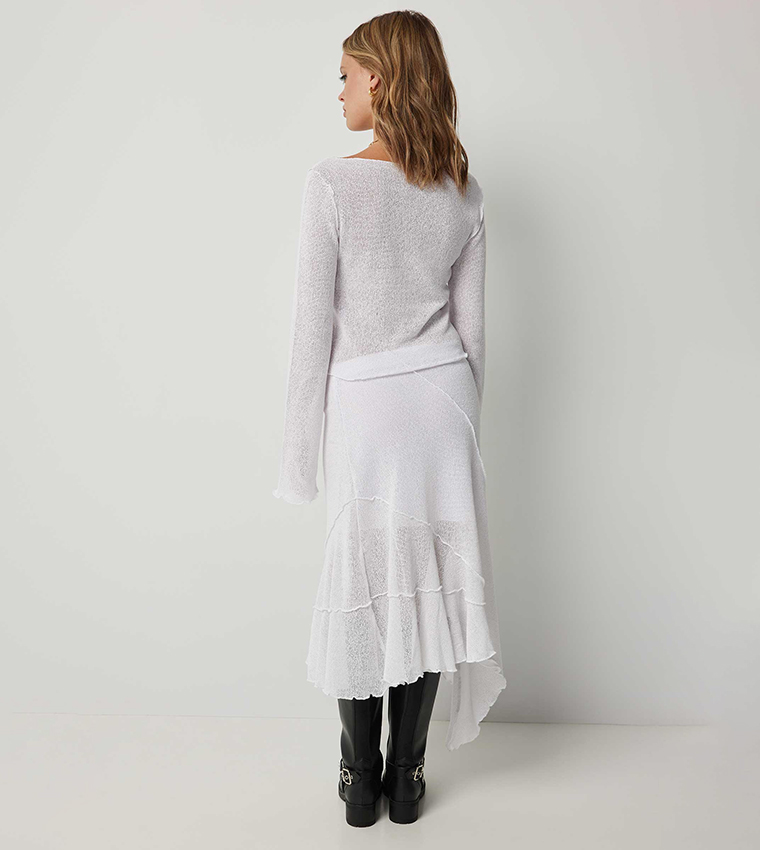 Knitted Asymmetrical Midi Skirt