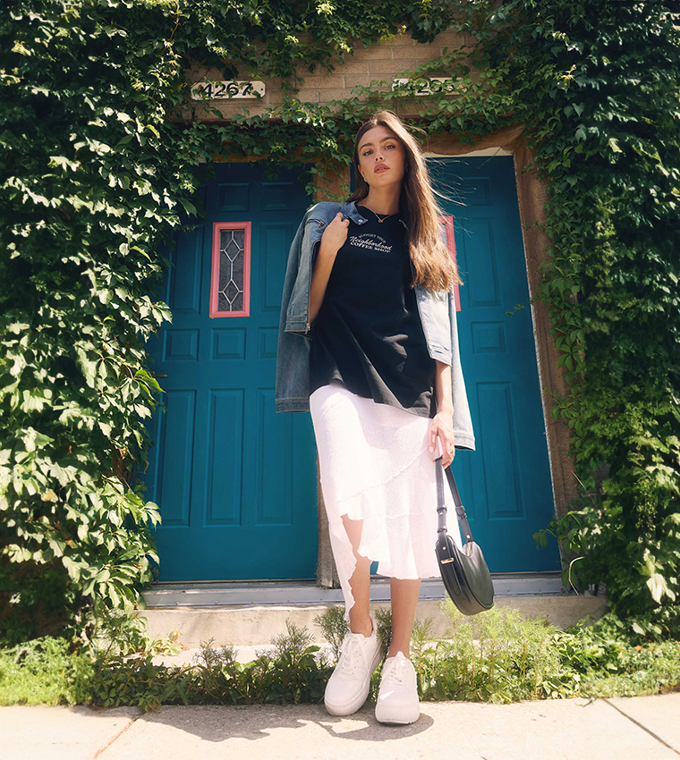 Knitted Asymmetrical Midi Skirt