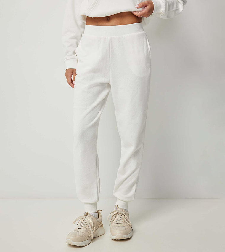 Solid Elastic Waist Joggers