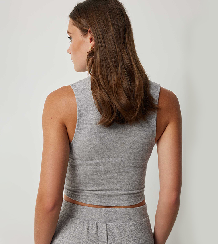 Brushed Mock Neck Tank Top
