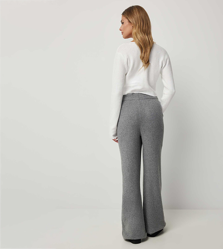 Ribbed Elastic Waist Pants
