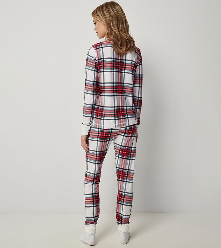 Checked Skinny Fit Pajama Set