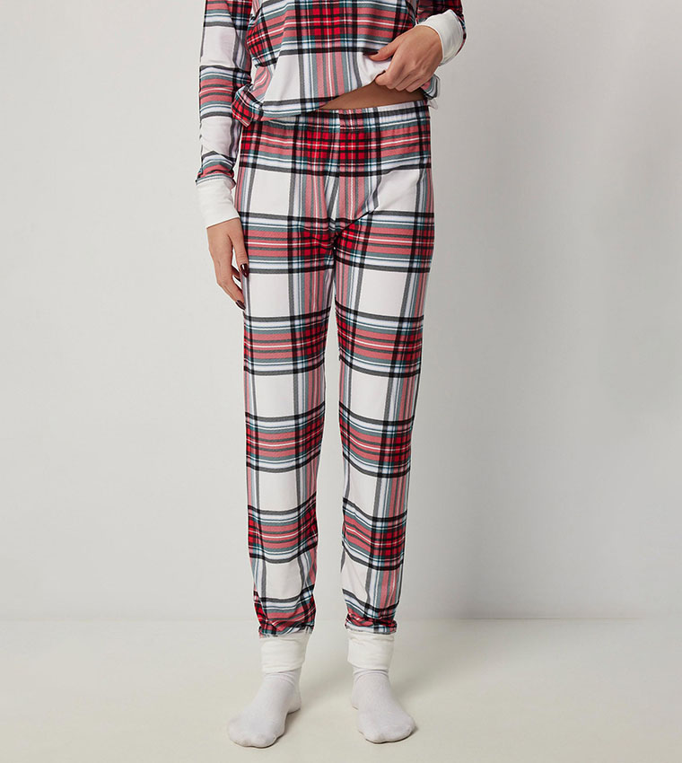 Checked Skinny Fit Pajama Set