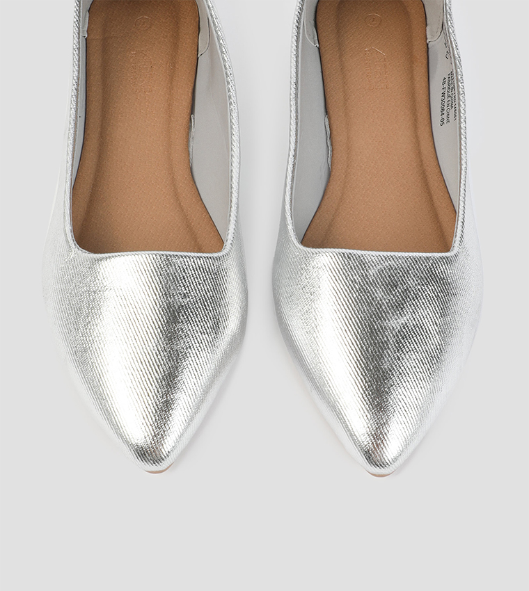 Metallic Pointed Toe Ballerinas