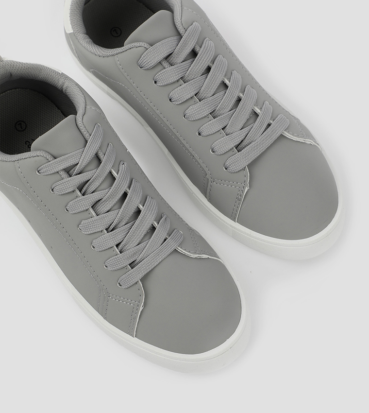 Solid Lace Up Tennis Sneakers
