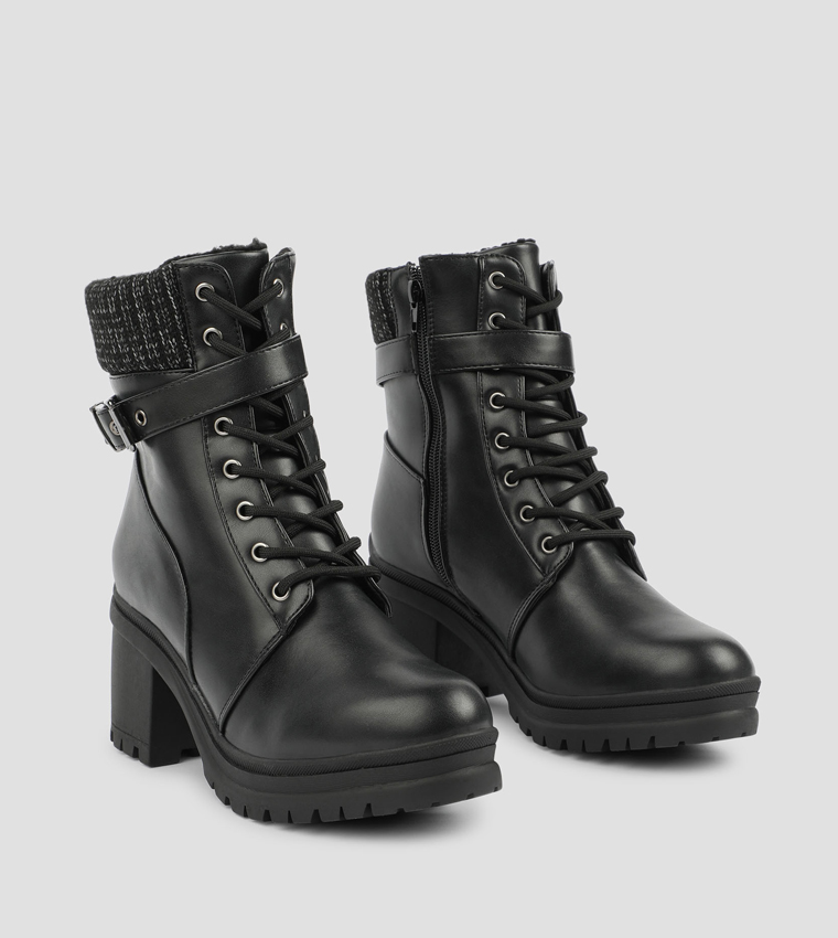 Lace Up Block Heel Winter Boots