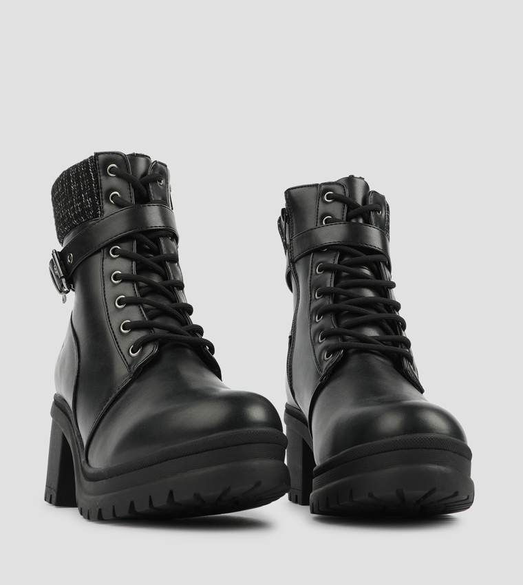 Lace Up Block Heel Winter Boots