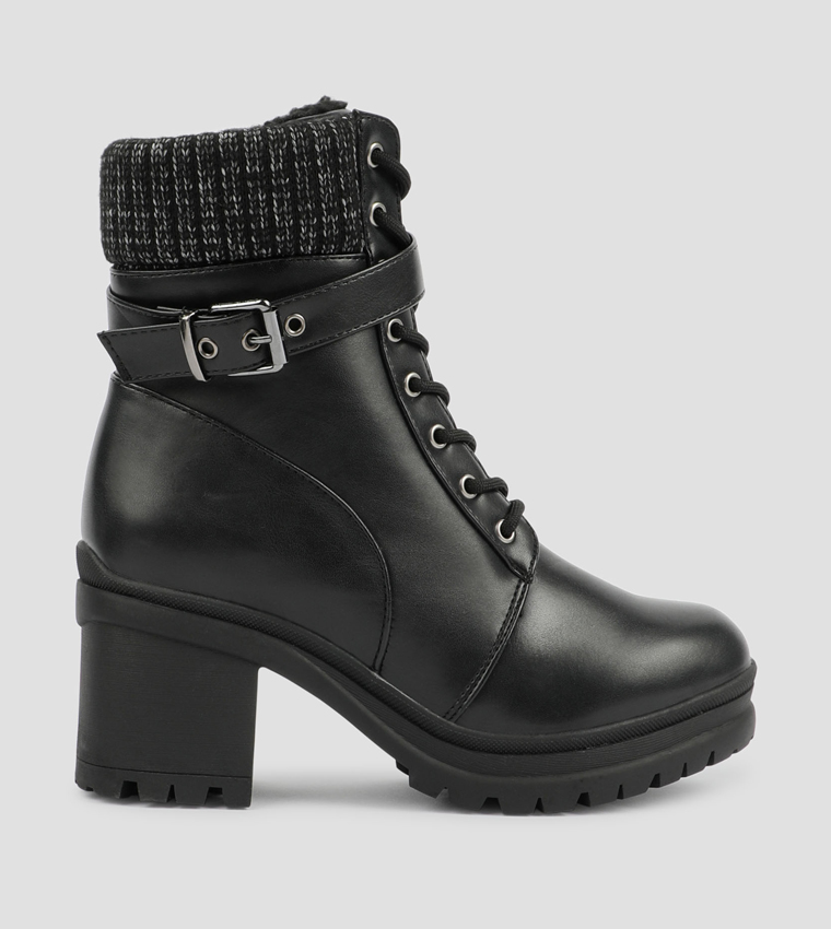 Lace Up Block Heel Winter Boots